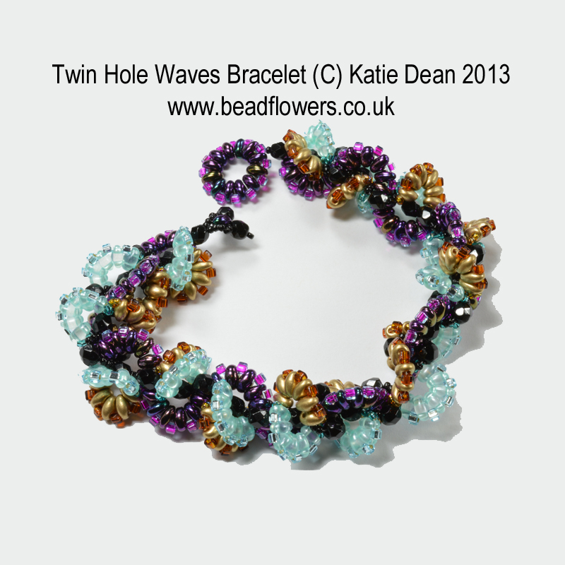 Twin Hole Waves Bracelet showing bead colour combinations