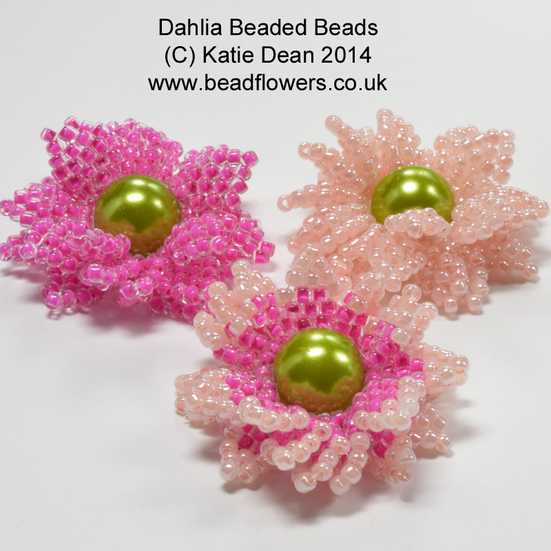 Dahlia beaded beads pattern, Katie Dean, Beadflowers. Learn diamond Peyote stitch, My World of Beads