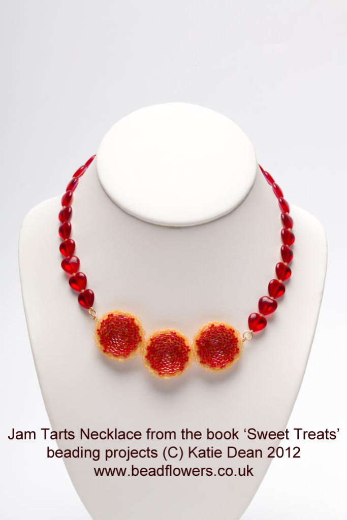 beadwork copyright, sample project: jam tarts necklace designed by Katie Dean, Beadflowers