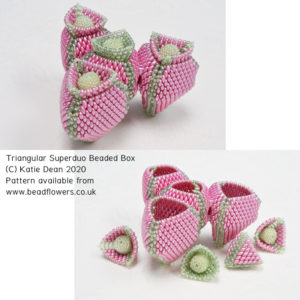 Triangular Superduo beaded box, Katie Dean, Beadflowers
