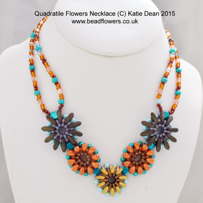 Quadratile Flowers Necklace, Katie Dean, Beadflowers