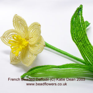 Daffodil beaded box pattern, Katie Dean, Beadflowers