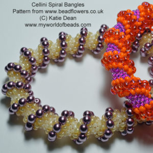 Starting Tubular Peyote, Cellini spiral bangles, Katie Dean, Beadflowers. How to learn Peyote stitch, My World of Beads