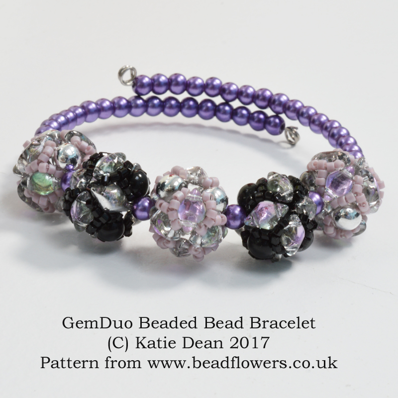 GemDuo, RounDuo Beaded beads bracelet pattern, Katie Dean, Beadflowers