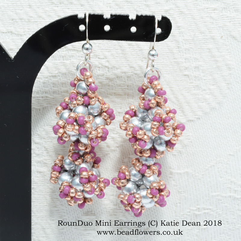RounDuo Mini earrings pattern, Katie Dean, Beadflowers