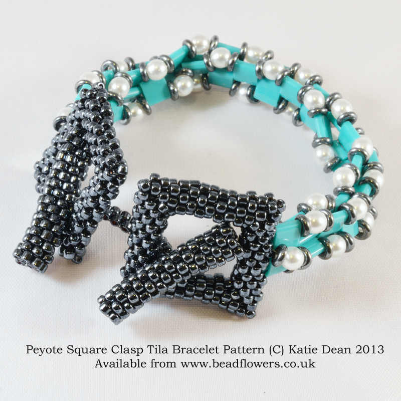 Peyote square clasp tile bracelet pattern, Katie Dean, Beadflowers