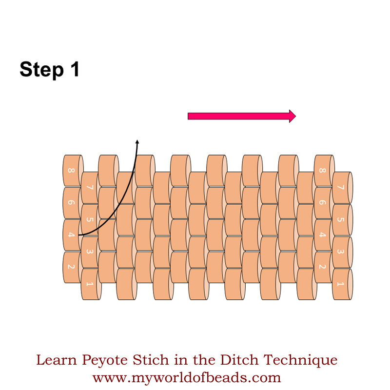 Learn Peyote stitch in the ditch technique, Katie Dean, Beadflowers