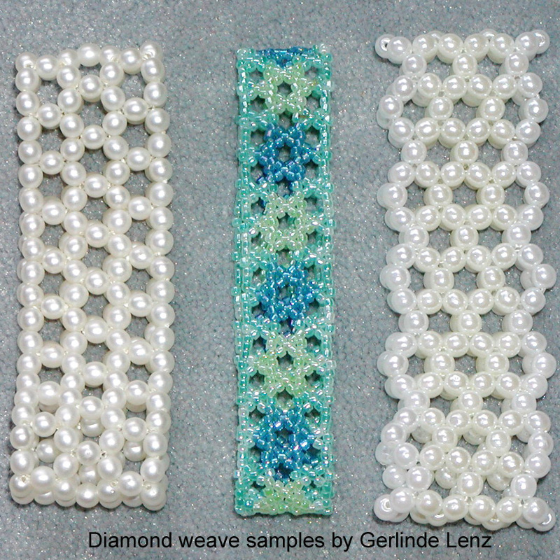 Diamond Weave samples by Gerlinde Lenz