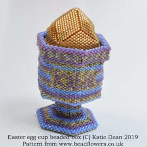 Easter egg cup beaded box pattern, Katie Dean, Beadflowers. Dimensional beading projects for Easter