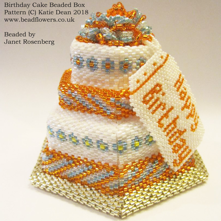 Birthday cake beaded box pattern and kit, Katie Dean, Beadflowers