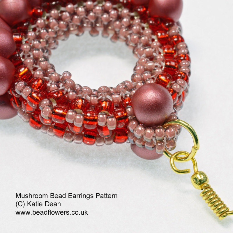 Mushroom Bead earrings, Katie Dean, Beadflowers. How to use jump rings for jewelry making
