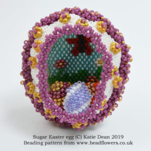 Sugar Easter egg beading pattern by Katie Dean. Dimensional beading projects