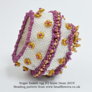 Sugar Easter egg beading pattern by Katie Dean. Dimensional beading projects
