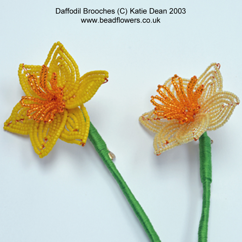 French beaded daffodil kit, Katie Dean, Beadflowers