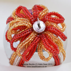 Beaded Christmas bauble, ornament cover, Katie Dean