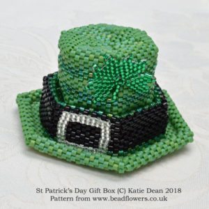 St Patrick's Day beaded box by Katie Dean. Essential Spring beading patterns