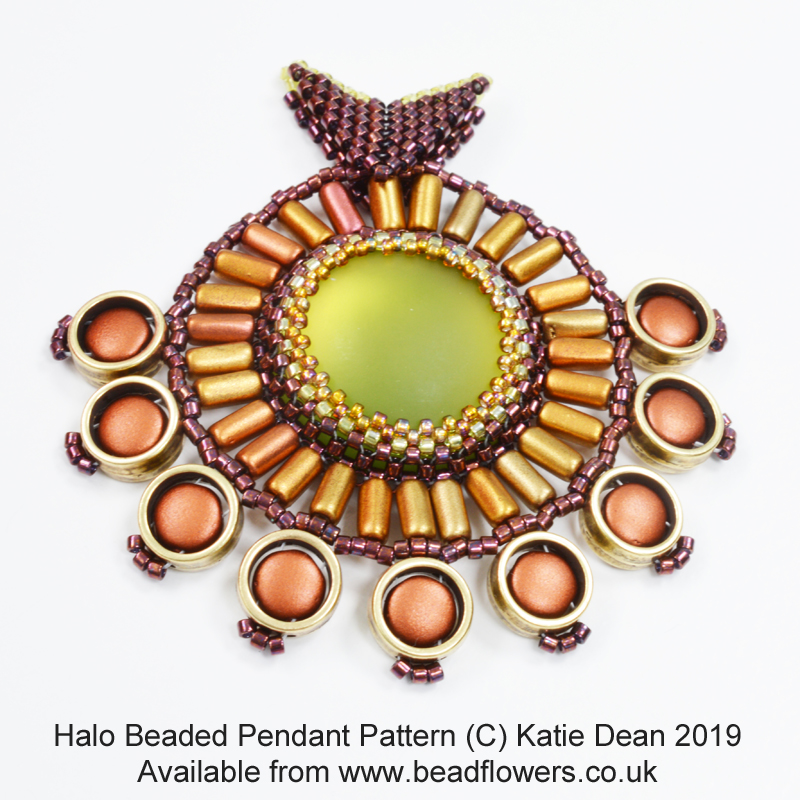 Halo beaded pendant pattern, Katie Dean, Beadflowers