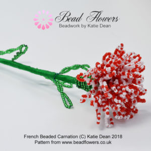 Carnation: dappled effect French beaded flower colouring