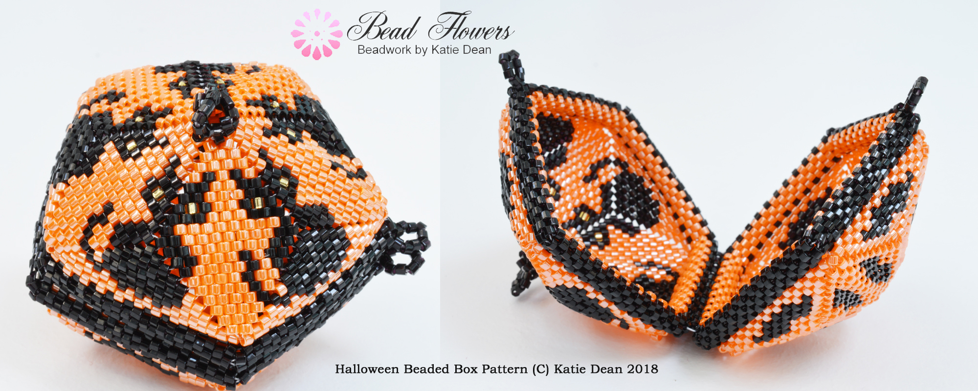 Beaded box baubles, Halloween beading projects, Katie Dean