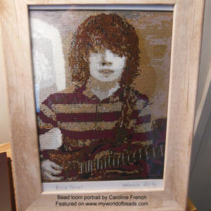 Portrait in Bead Loom weaving by Caroline French, featured on My World of Beads
