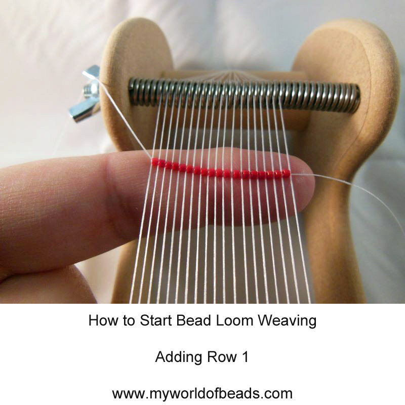 Starting the first row, Bead loom weaving, My World of Beads, Katie Dean, Caroline French