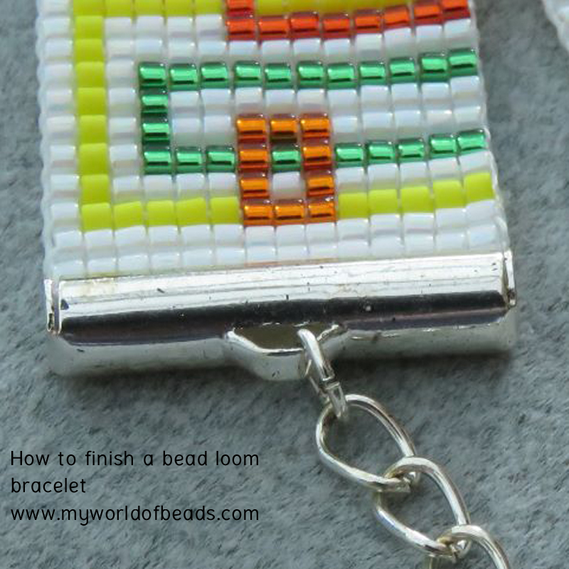 Slider clasp attached to the end of a loom bracelet, My World of Beads