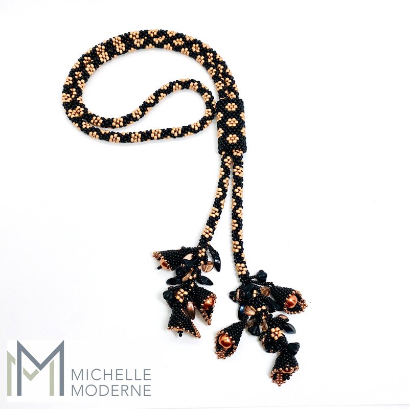 Flower Bell Kumihimo necklace by Michelle Moderne, featured on My World of Beads