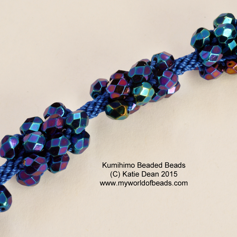Beaded bead effect, alternating beaded Kumihimo and cord rope, Katie Dean, My World of Beads