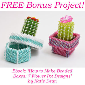Ebook, how to make beaded boxes, 7 flower pot designs, by Katie Dean, Beadflowers