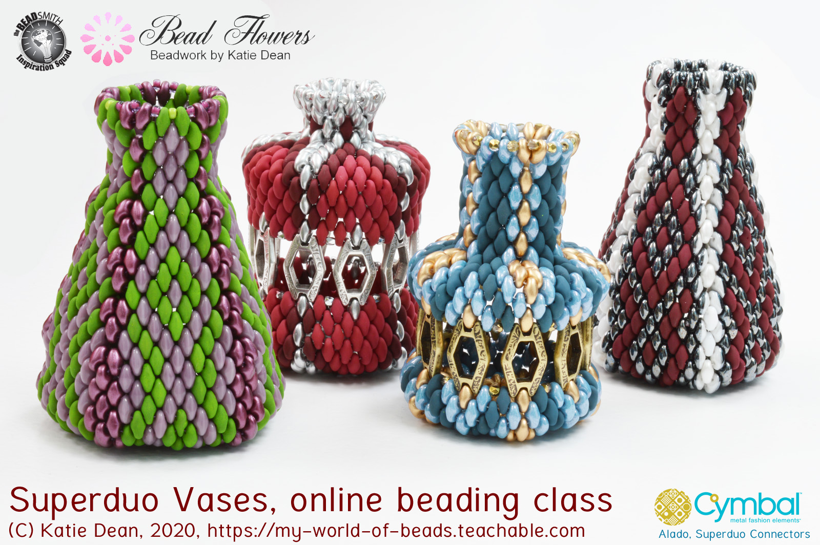 Superduo vases online beading class with Katie Dean, My World of Beads