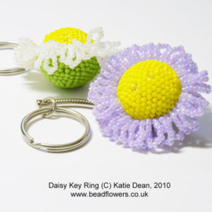 Daisy key ring made with wooden beads, Katie Dean
