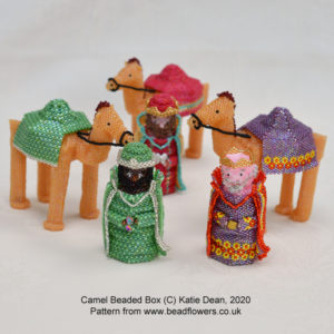 Confusing beading terms explained: these beaded camels involved a lot of 'frogging'! Pattern by Katie Dean