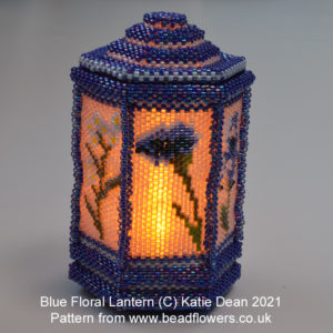 Blue floral lantern, Katie Dean, Beadflowers