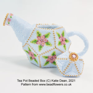 Tea pot beaded box mini online beading classes by Katie Dean